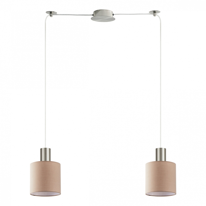 SE21-NM-4-NM2-SH3 ADEPT TUBE Nickel Matt Pendant Brown Fabric Shade+