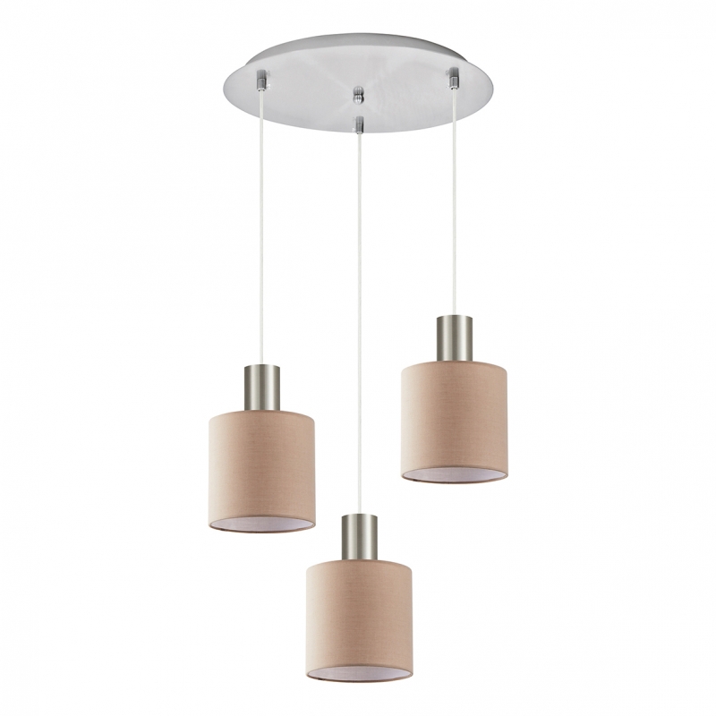 SE21-NM-4-3NM-SH3 ADEPT TUBE Nickel Matt Pendant Brown Fabric Shade+ SE21-NM-4-3NM-SH3 ADEPT TUBE Nickel Matt Pendant Brown Fabric Shade+