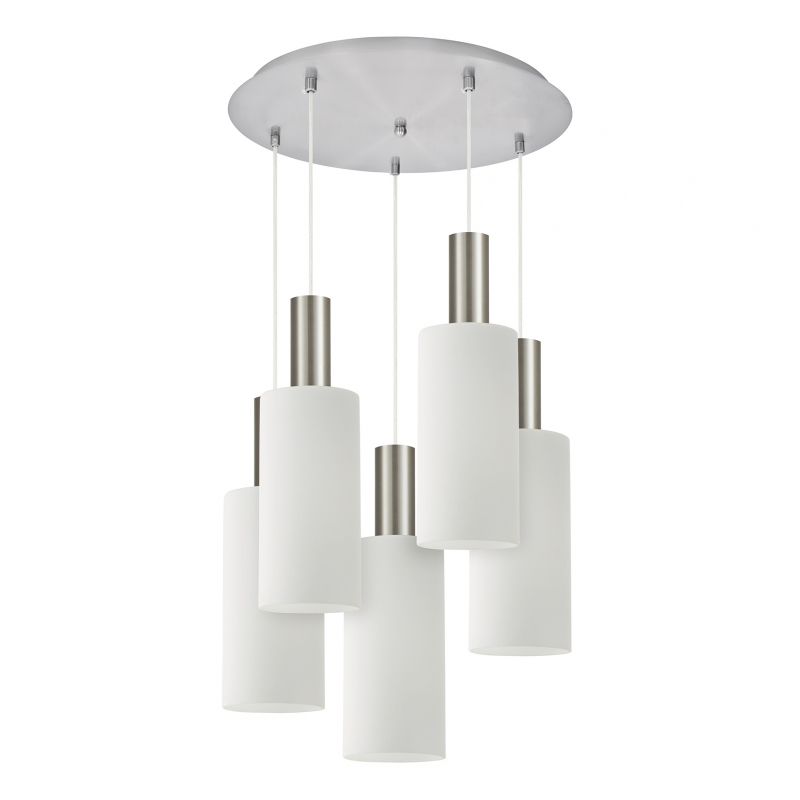 SE21-NM-4-5NM-GL3 ADEPT TUBE Nickel Matt Pendant White Glass+ SE21-NM-4-5NM-GL3 ADEPT TUBE Nickel Matt Pendant White Glass+