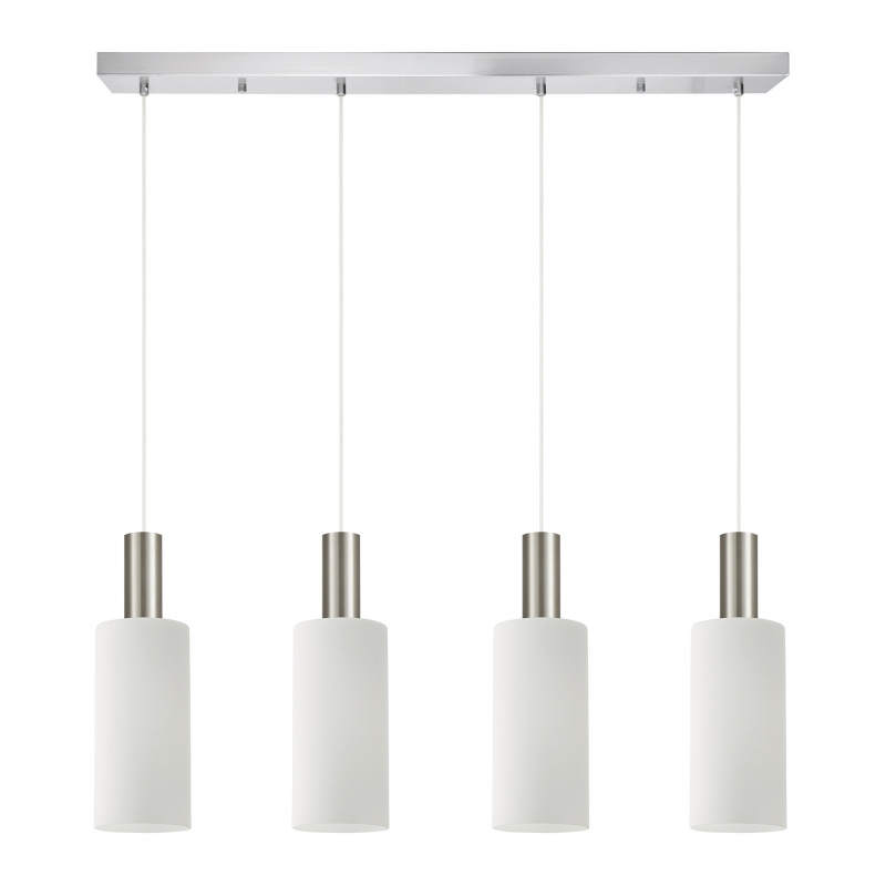 SE21-NM-4-4NM-GL3 ADEPT TUBE Nickel Matt Pendant White Glass+ SE21-NM-4-4NM-GL3 ADEPT TUBE Nickel Matt Pendant White Glass+