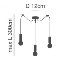 SE21-BL-4-BL3-GR12 ADEPT FLEX Black Pendant Black Metal Grid+