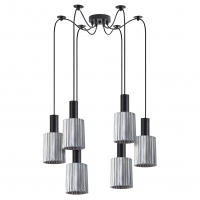 SE21-BL-4-BL6-GL1 ADEPT TUBE Black Pendant Smoked Glass+