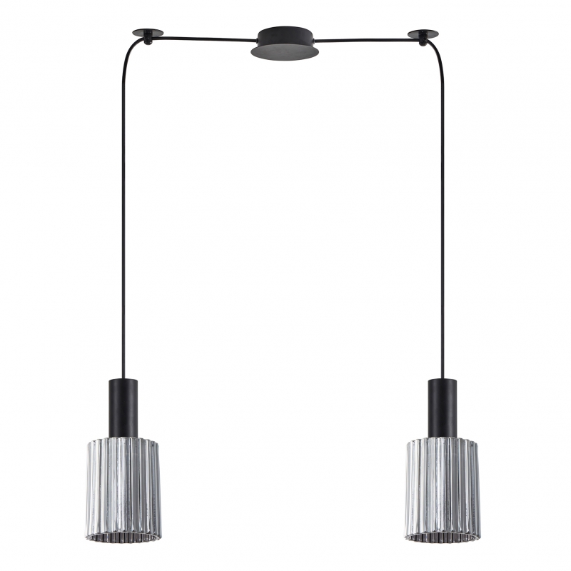 SE21-BL-4-BL2-GL1 ADEPT TUBE Black Pendant Smoked Glass+ SE21-BL-4-BL2-GL1 ADEPT TUBE Black Pendant Smoked Glass+