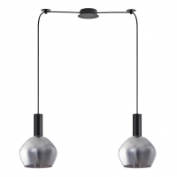 SE21-BL-4-BL2-GL2  ADEPT TUBE Black Pendant Smoked Glass+