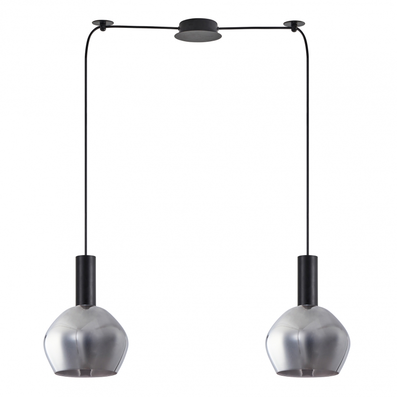 SE21-BL-4-BL2-GL2  ADEPT TUBE Black Pendant Smoked Glass+