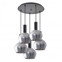 SE21-BL-4-5BL-GL2 ADEPT TUBE Black Pendant Smoked Glass+