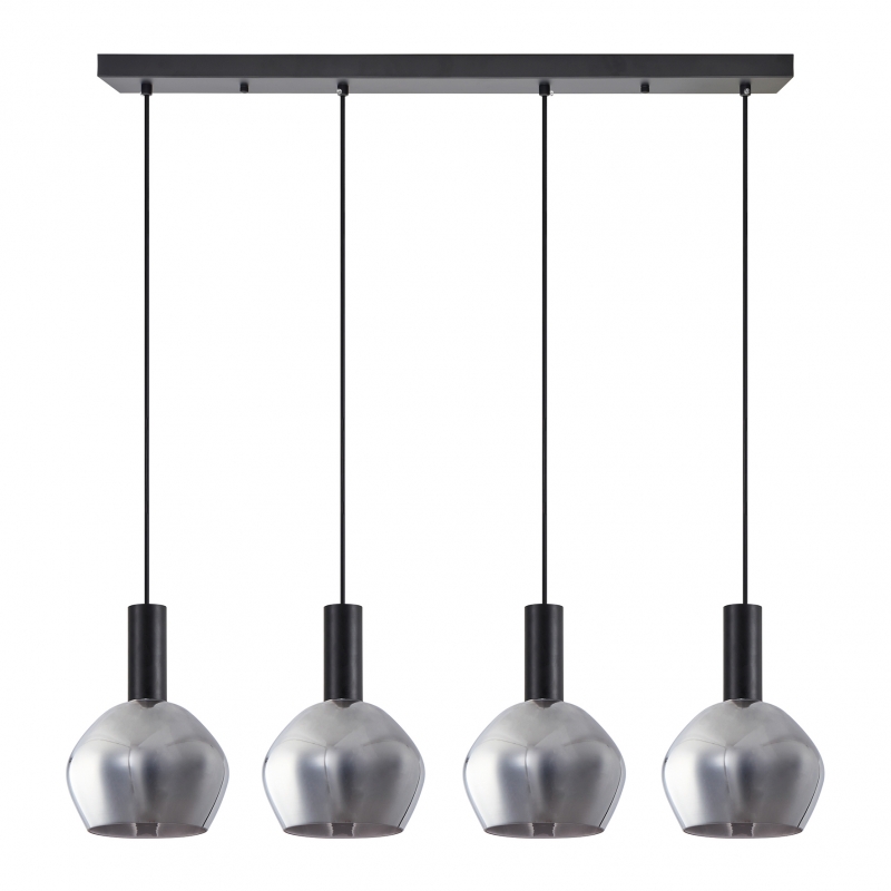 SE21-BL-4-4BL-GL2 ADEPT TUBE Black Pendant Smoked Glass+ SE21-BL-4-4BL-GL2 ADEPT TUBE Black Pendant Smoked Glass+