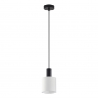 SE21-BL-4-SH1 ADEPT TUBE Black Pendant White Fabric Shade+