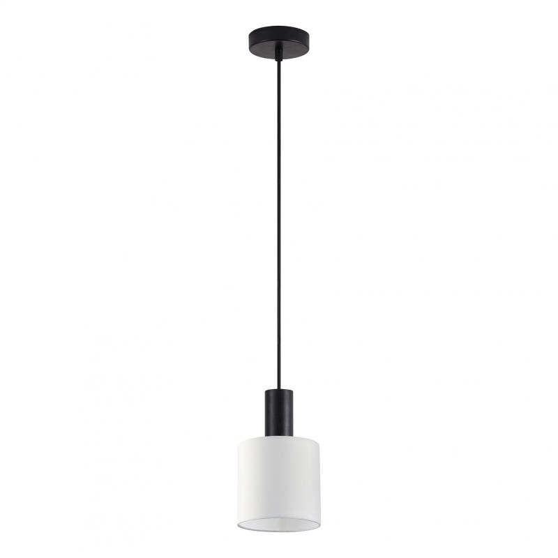 SE21-BL-4-SH1 ADEPT TUBE Black Pendant White Fabric Shade+