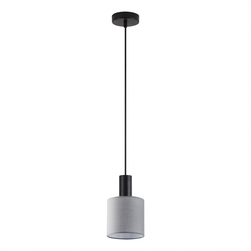 SE21-BL-4-SH2 ADEPT TUBE Black Pendant Grey Fabric Shade+ SE21-BL-4-SH2 ADEPT TUBE Black Pendant Grey Fabric Shade+