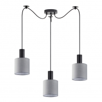 SE21-BL-4-BL3-SH2 ADEPT TUBE Black Pendant Grey Fabric Shade+ SE21-BL-4-BL3-SH2 ADEPT TUBE Black Pendant Grey Fabric Shade+