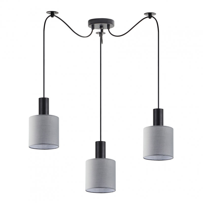 SE21-BL-4-BL3-SH2 ADEPT TUBE Black Pendant Grey Fabric Shade+ SE21-BL-4-BL3-SH2 ADEPT TUBE Black Pendant Grey Fabric Shade+