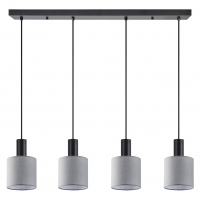 SE21-BL-4-4BL-SH2 ADEPT TUBE Black Pendant Grey Fabric Shade+ SE21-BL-4-4BL-SH2 ADEPT TUBE Black Pendant Grey Fabric Shade+