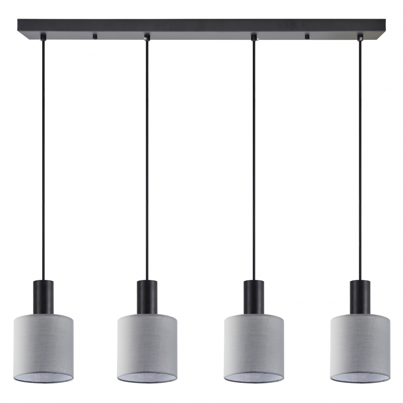SE21-BL-4-4BL-SH2 ADEPT TUBE Black Pendant Grey Fabric Shade+ SE21-BL-4-4BL-SH2 ADEPT TUBE Black Pendant Grey Fabric Shade+