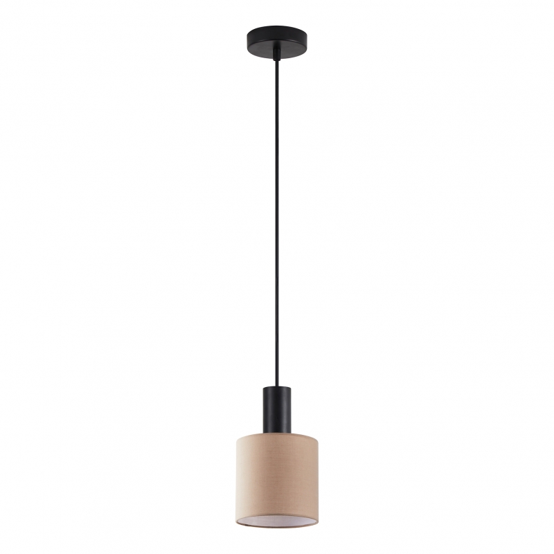 SE21-BL-4-SH3 ADEPT TUBE Black Pendant Brown Fabric Shade+ SE21-BL-4-SH3 ADEPT TUBE Black Pendant Brown Fabric Shade+