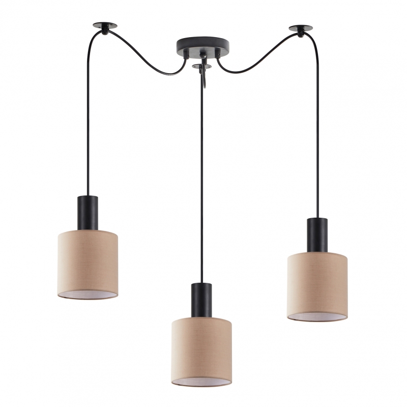 SE21-BL-4-BL3-SH3 ADEPT TUBE Black Pendant Brown Fabric Shade+ SE21-BL-4-BL3-SH3 ADEPT TUBE Black Pendant Brown Fabric Shade+
