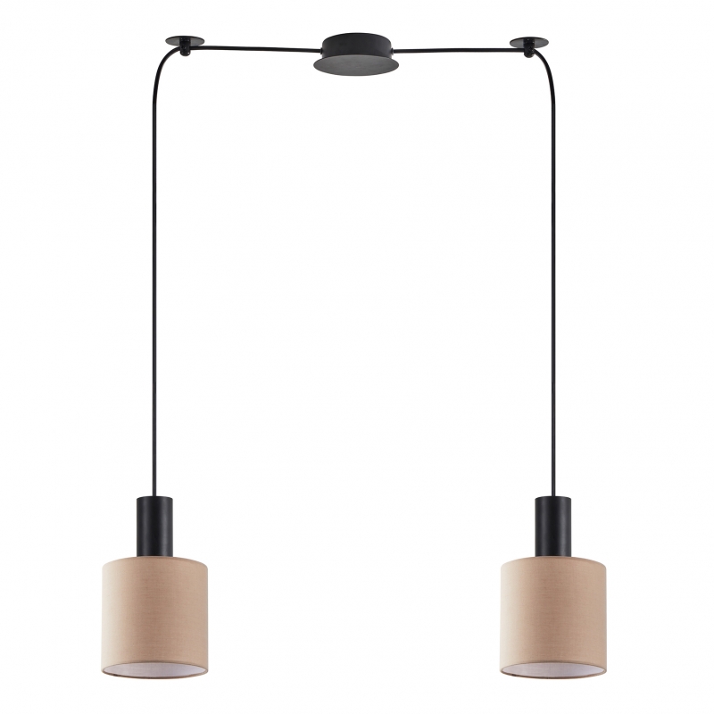 SE21-BL-4-BL2-SH3 ADEPT TUBE Black Pendant Brown Fabric Shade+ SE21-BL-4-BL2-SH3 ADEPT TUBE Black Pendant Brown Fabric Shade+