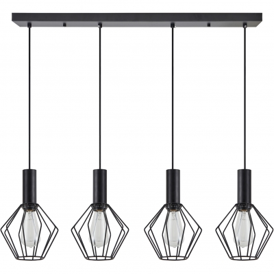 SE21-BL-4-4BL-GR1 ADEPT TUBE Black Pendant Black Metal Grid+