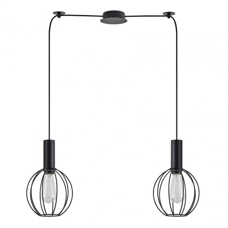 SE21-BL-4-BL2-GR2  ADEPT TUBE Black Pendant Black Metal Grid+