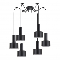 SE21-BL-4-BL6-MS1  ADEPT TUBE Black Pendant Black Metal Shade+