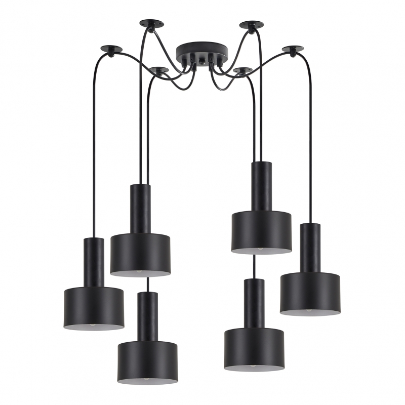 SE21-BL-4-BL6-MS1  ADEPT TUBE Black Pendant Black Metal Shade+