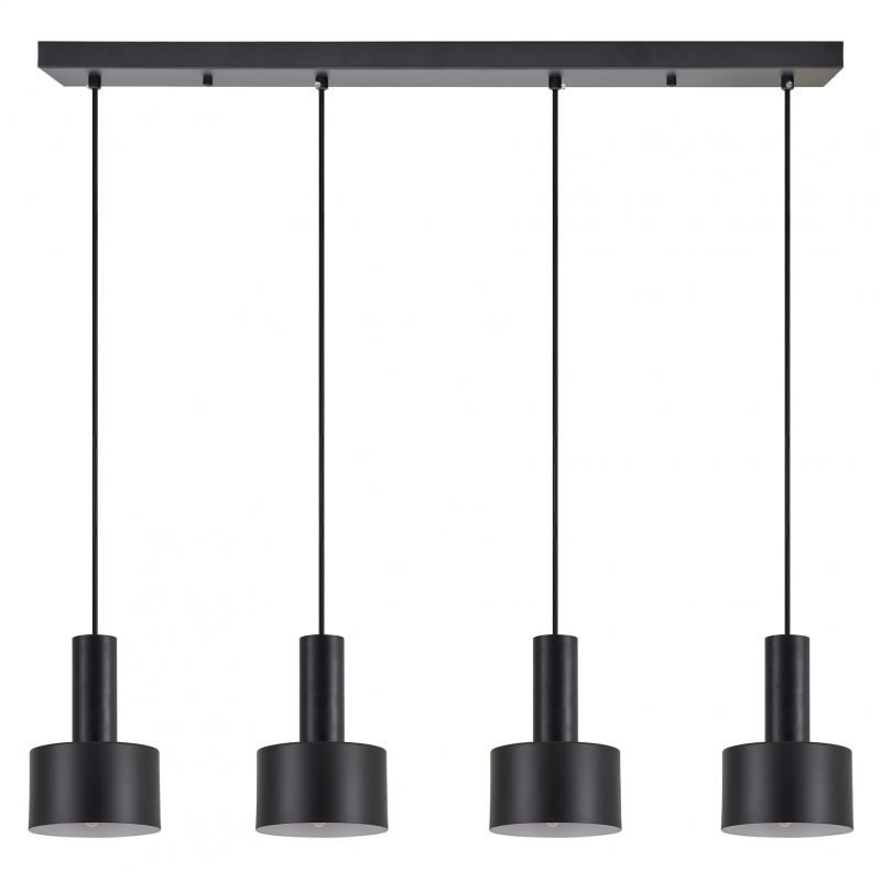 SE21-BL-4-4BL-MS1 ADEPT TUBE Black Pendant Black Metal Shade+