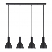 SE21-BL-4-4BL-MS2 ADEPT TUBE Black Pendant Black Metal Shade+