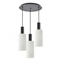 SE21-BL-4-3BL-GL3 ADEPT TUBE Black Pendant White Glass+ SE21-BL-4-3BL-GL3 ADEPT TUBE Black Pendant White Glass+