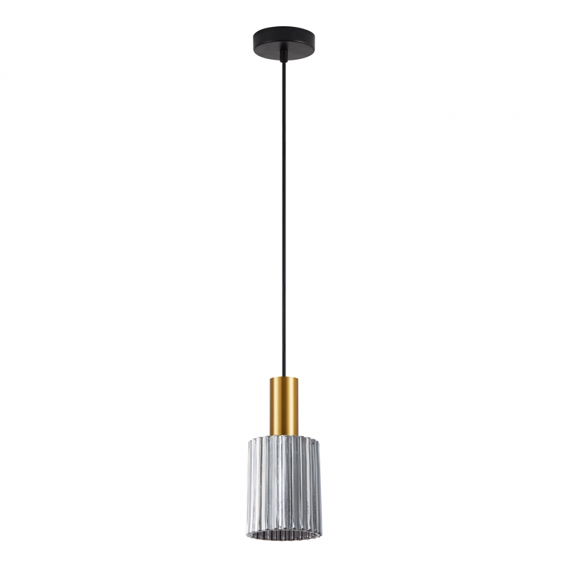 SE21-GM-4-GL1  ADEPT TUBE Gold Matt Pendant Smoked Glass+