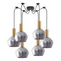 SE21-GM-4-BL6-GL2 ADEPT  TUBE Gold Matt Pendant Smoked Glass+