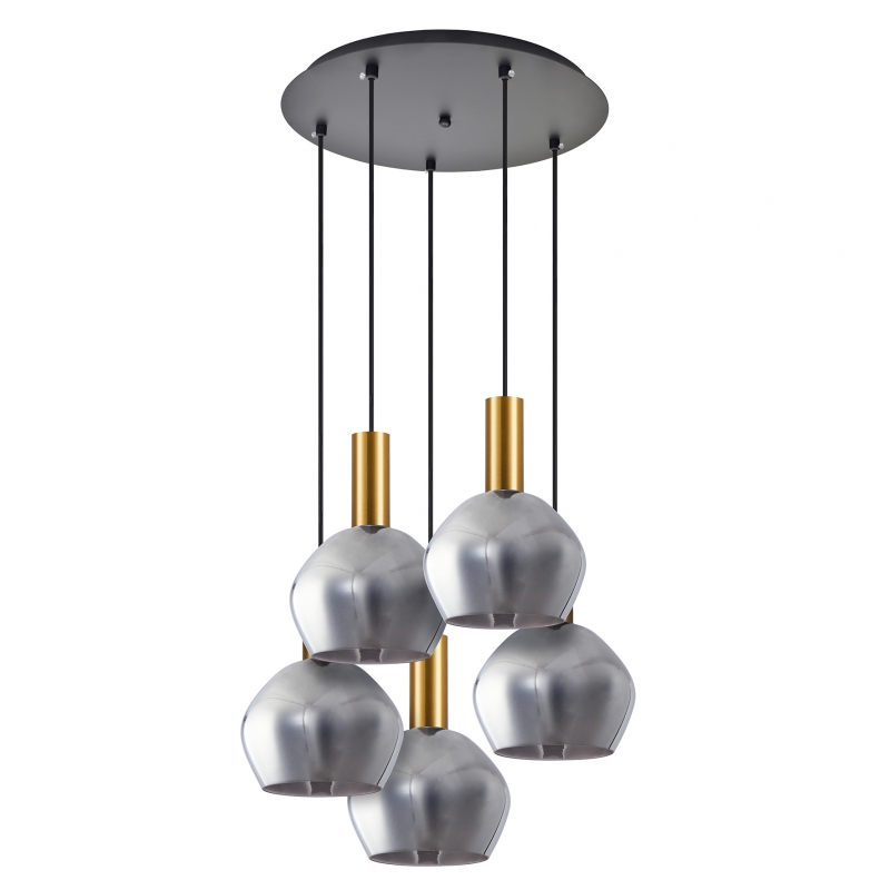 SE21-GM-4-5BL-GL2  ADEPT TUBE Gold Matt Pendant Smoked Glass+