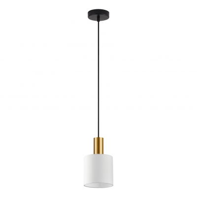 SE21-GM-4-SH1 ADEPT TUBE Gold Matt Pendant White Fabric Shade+