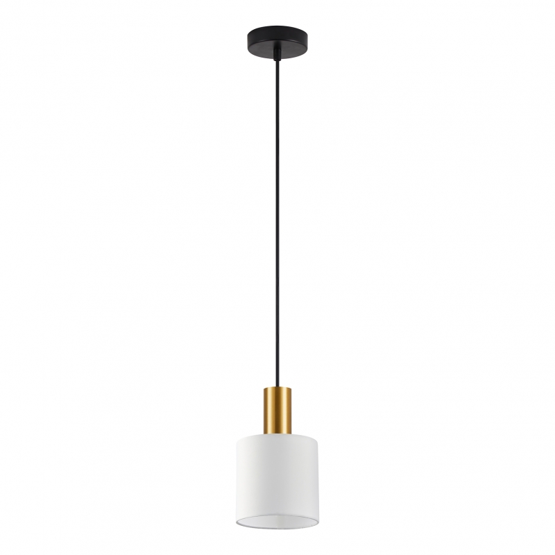 SE21-GM-4-SH1 ADEPT TUBE Gold Matt Pendant White Fabric Shade+ SE21-GM-4-SH1 ADEPT TUBE Gold Matt Pendant White Fabric Shade+