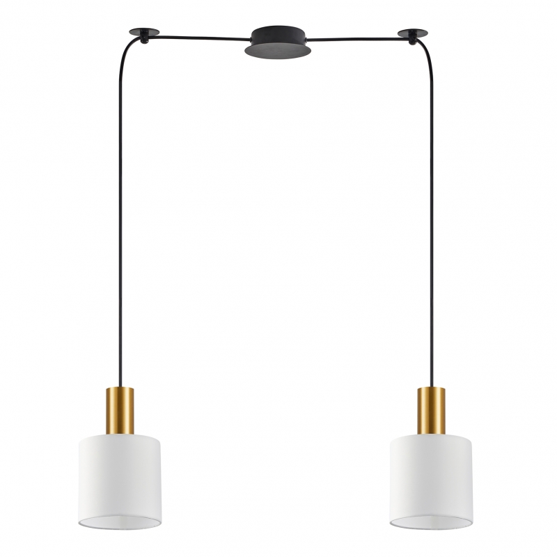 SE21-GM-4-BL2-SH1 ADEPT TUBE Gold Matt Pendant White Fabric Shade+