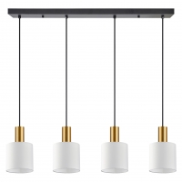 SE21-GM-4-4BL-SH1 ADEPT TUBE Gold Matt Pendant White Fabric Shade+ SE21-GM-4-4BL-SH1 ADEPT TUBE Gold Matt Pendant White Fabric Shade+