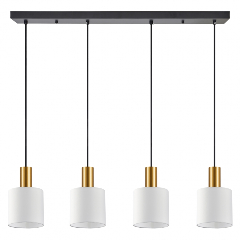SE21-GM-4-4BL-SH1 ADEPT TUBE Gold Matt Pendant White Fabric Shade+ SE21-GM-4-4BL-SH1 ADEPT TUBE Gold Matt Pendant White Fabric Shade+