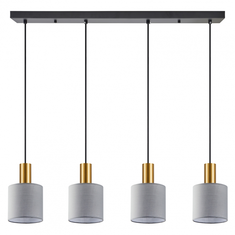 SE21-GM-4-4BL-SH2 ADEPT TUBE Gold Matt Pendant Grey Fabric Shade+