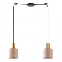 SE21-GM-4-BL2-SH3 ADEPT TUBE Gold Matt Pendant Brown Fabric Shade+
