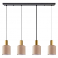 SE21-GM-4-4BL-SH3 ADEPT TUBE Gold Matt Pendant Brown Fabric Shade+ SE21-GM-4-4BL-SH3 ADEPT TUBE Gold Matt Pendant Brown Fabric Shade+