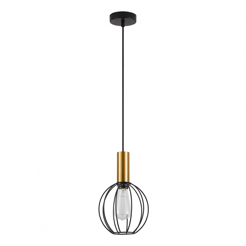 SE21-GM-4-GR1 ADEPT TUBE Gold Matt Pendant Black Metal Grid+