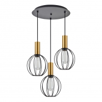 SE21-GM-4-3BL-GR1  ADEPT TUBE Gold Matt Pendant Black Metal Grid+