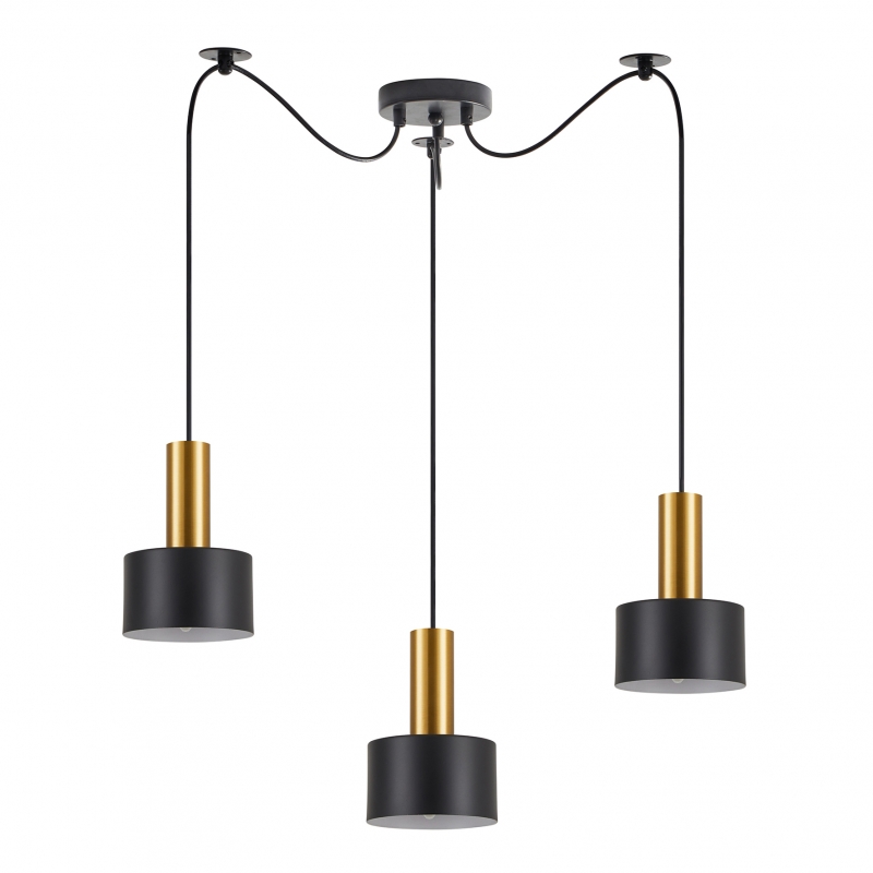 SE21-GM-4-BL3-MS1  ADEPT TUBE Gold Matt Pendant Black Metal Shade+
