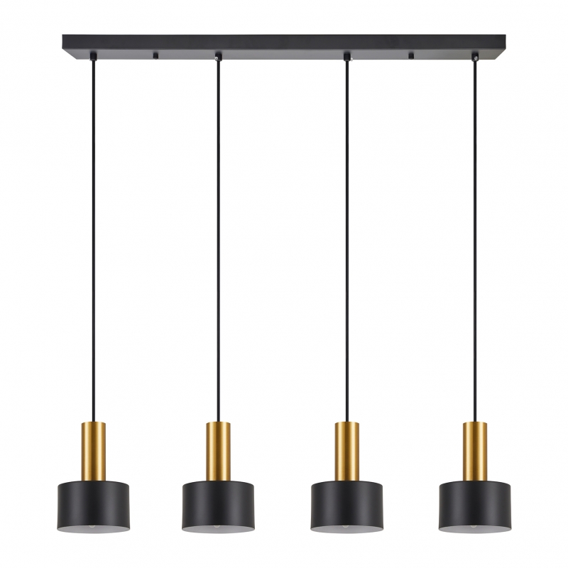 SE21-GM-4-4BL-MS1 ADEPT  TUBE Gold Matt Pendant Black Metal Shade+