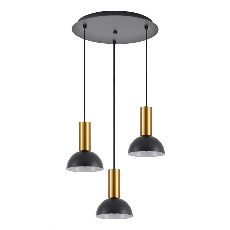 SE21-GM-4-3BL-MS3  ADEPT TUBE Gold Matt Pendant Black Metal Shade+