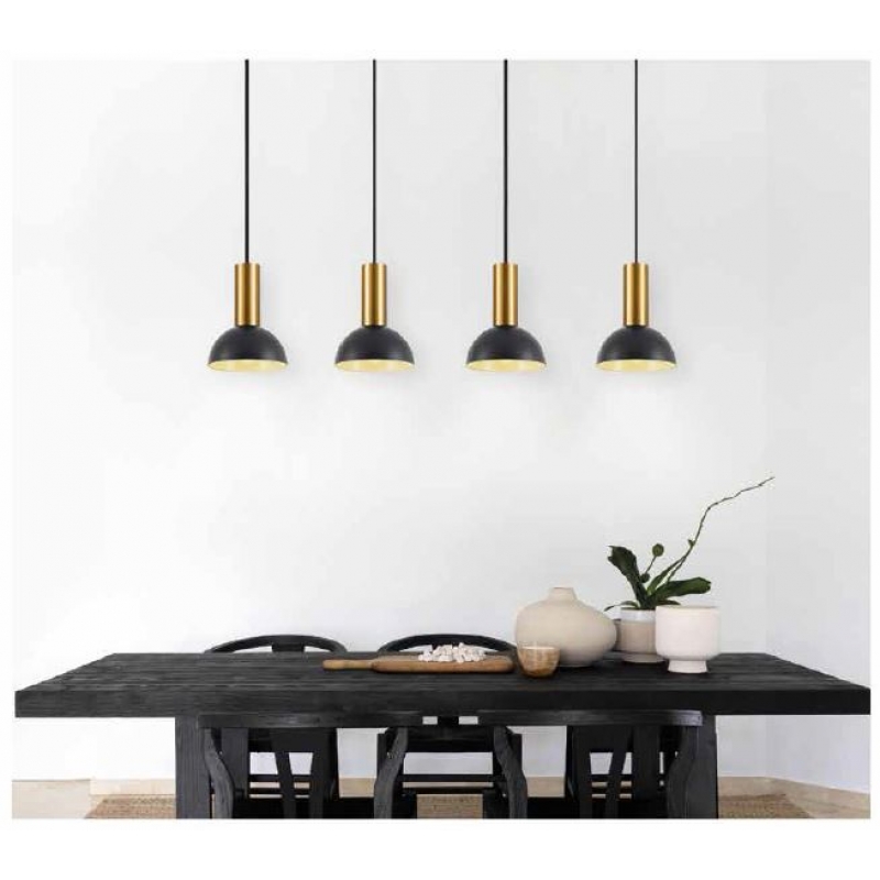 SE21-GM-4-4BL-MS3 ADEPT TUBE Gold Matt Pendant Black Metal Shade+ SE21-GM-4-4BL-MS3 ADEPT TUBE Gold Matt Pendant Black Metal Shade+