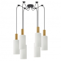 SE21-GM-4-BL6-GL3 ADEPT TUBE Gold Matt Pendant White Glass+ SE21-GM-4-BL6-GL3 ADEPT TUBE Gold Matt Pendant White Glass+