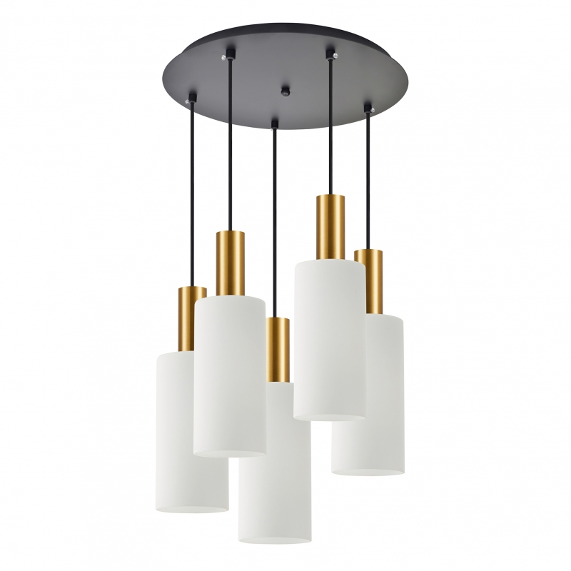 SE21-GM-4-5BL-GL3  ADEPT TUBE Gold Matt Pendant White Glass+