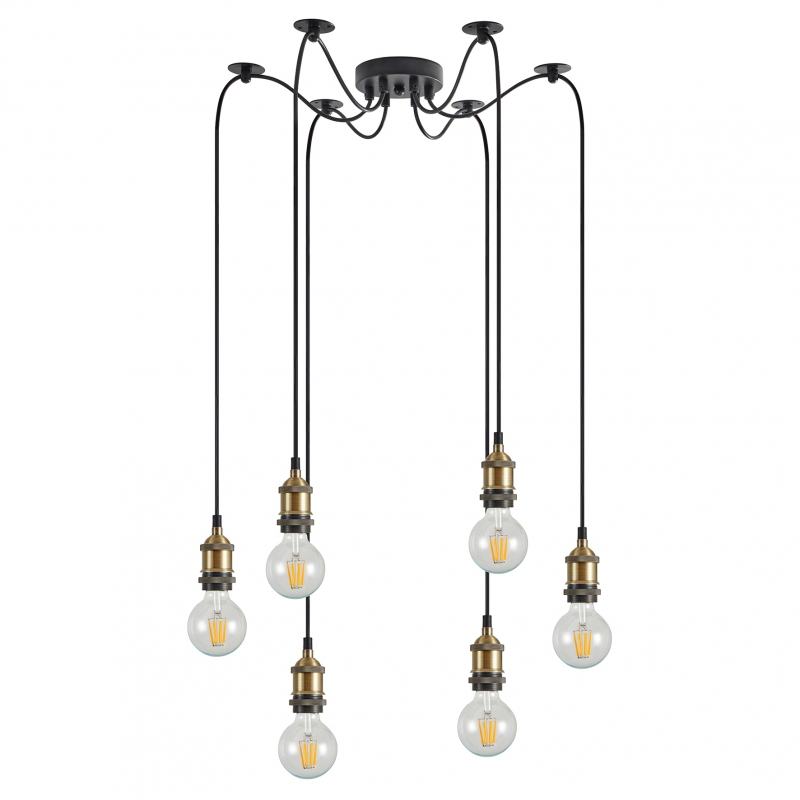 SE21-BR-10-BL6 MAGNUM Bronze Metal Pendant with Black Fabric Cable+