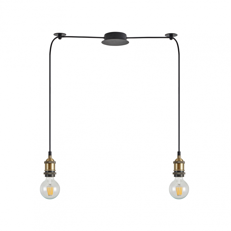 SE21-BR-10-BL2 MAGNUM Bronze Metal Pendant with Black Fabric Cable+ SE21-BR-10-BL2 MAGNUM Bronze Metal Pendant with Black Fabric Cable+