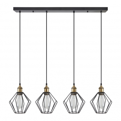SE21-BR-10-4BL-GR1 MAGNUM Bronze Metal Pendant Black Metal Grid with Black Fabric Cable+
